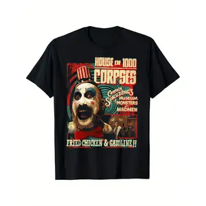Rob Zombie Captain Spaulding Museum Men's T-Shirt - Plus Size, L-5XL | Vintage Horror Movie Graphic Print | 100% Cotton, Short Sleeve, Round Neck | Casual & Comfortable Fit for All Seasons, Casual Wear | Vintage Horror Print | Mac