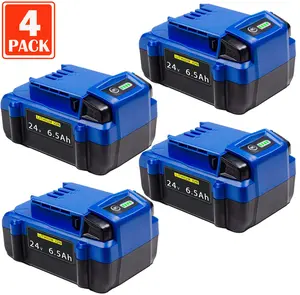 For Kobalt 24V Max 6.5Ah Lithium-Ion Battery KB524-03 KB424-03 KB224-03 KB124-03 4 Pack with LED Indicator for Cordless Tools High-Capacity & Reliable