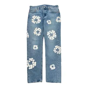 Denim Tears x Levi's 501 The Cotton Wreath Chain Stitched Jeans Light Wash Indigo Pre-Owned