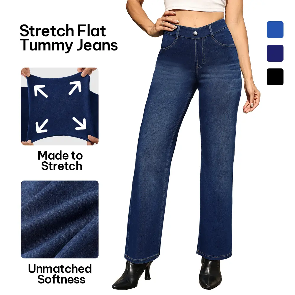 AVAMO Stretchy Jeans with Belt Loop Y2K Style Trendy Pull On Straight Leg Jeans Washed Mid-high Rise Jean with 2 Back Pockets Comfortable Soft and Breathable for Casual Wear Denim Street Womenswear Outfits Bottoms Streetwear#SummerVibes