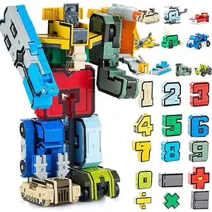 15 Pieces Number Transforming Robot Toys Number Blocks Transform Into Car Airplane Boat STEM Educational Learning Toy Christmas Birthday Gift for Boys Girls 3-10 Years Old