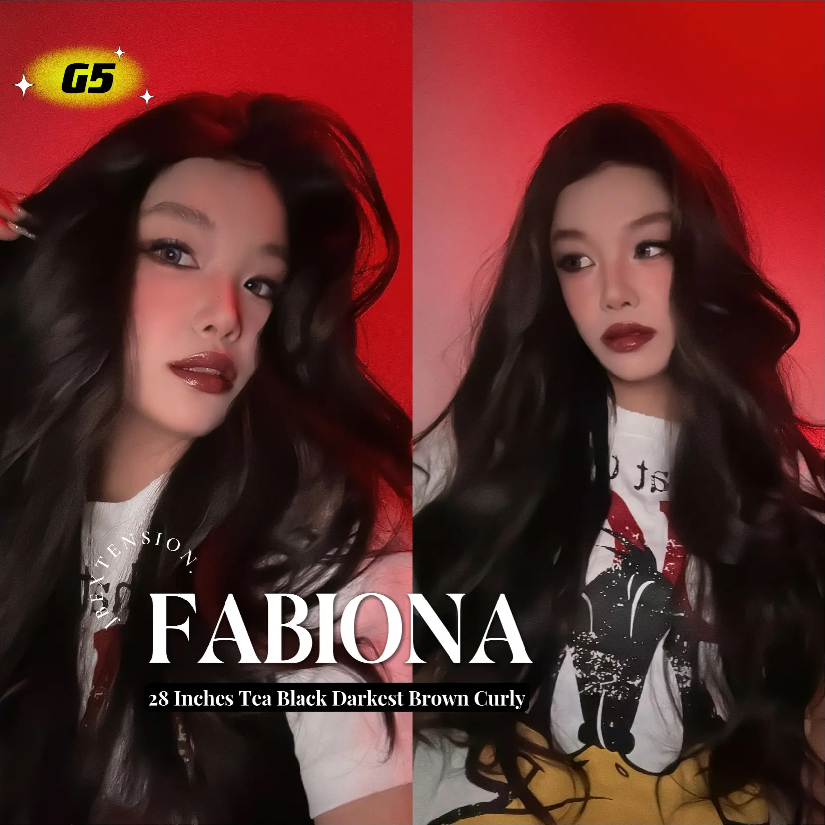 JBEXTENSION GENERATION FIVE 28 Inches Tea Black Darkest Brown Curly Wig FABIONA