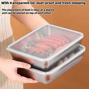 3pcs Stainless Steel Food Storage Containers with Safe Lid, Square Shape, Leak-Proof, Reusable for Food Preparation, Outdoor Dining, Lunch Carrying, Kitchen Supplies, Multi-Purpose