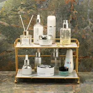 Bathroom Cosmetic Organizer Rack, Desktop Washstand Skincare Storage Shelf, Iron Art Anti-Rust Bathroom Accessory, Bathroom Organizer Supplies