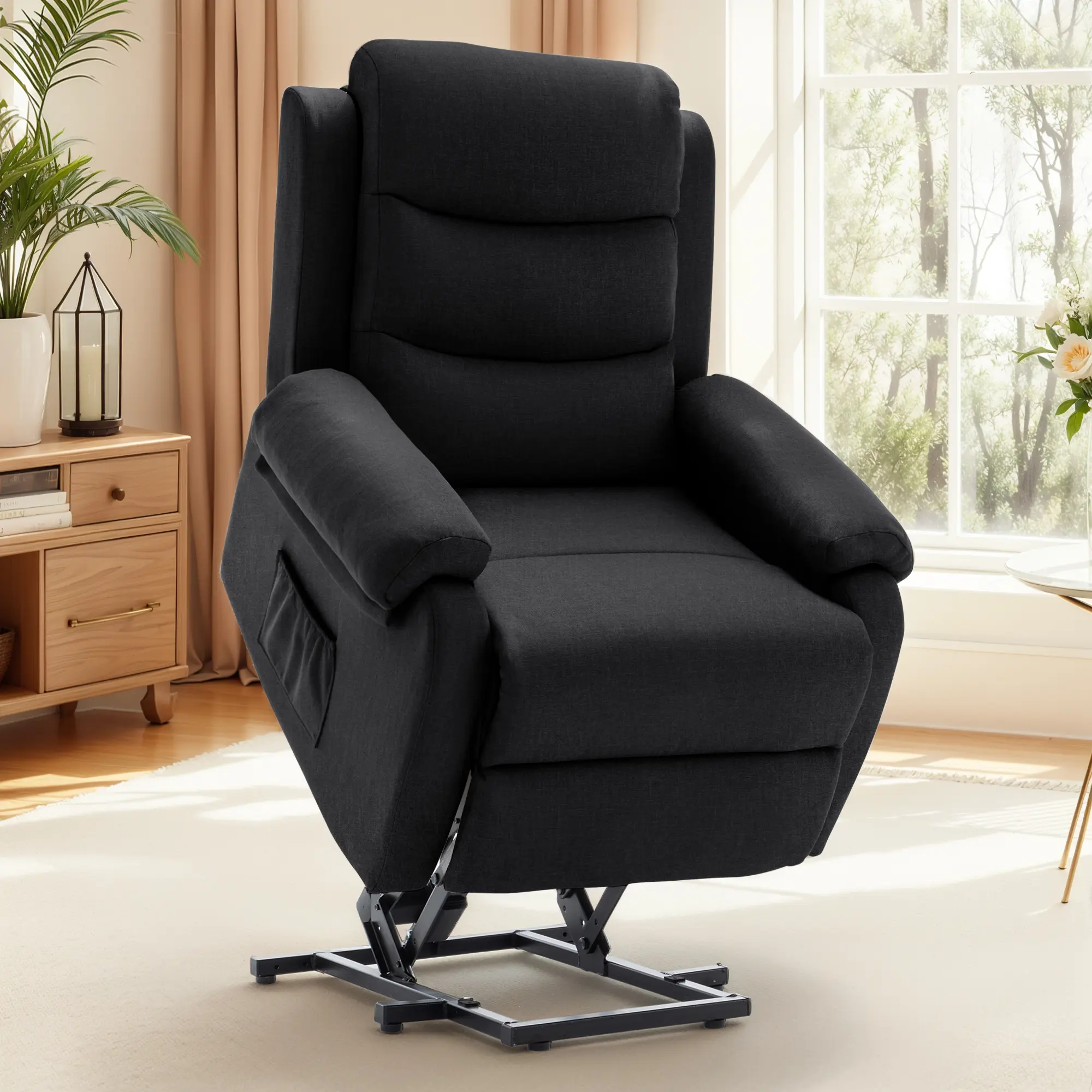 Korser 32"W X 35"D X 38"H Small Power Lift Recliner Chair for Elderly with Memory Function Linen for Living Room Comfortable & Durable