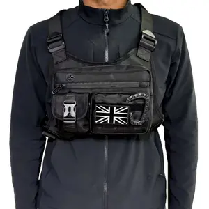 Outdoor Tactical Chest Bag for Men, Sports Running Chest Pack with Hang Clip and Velcro Patches, Everyday Use