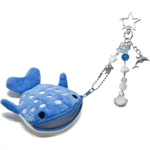 Whale Shark Coin Purse Keychain Cute Plush Keychain Coin Pouch With Zipper Plush Change Purse Bag Charm for Women