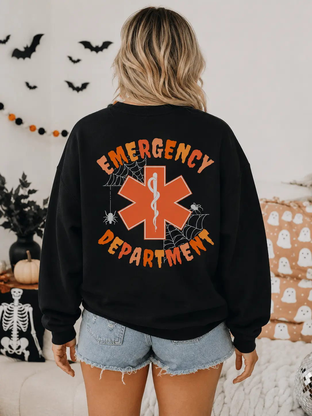 Emergency Department Sweatshirt, Halloween ER Nurse Crewneck Sweater, Emergency Nurse Pullover, Spooky Medical Apparel, Registered Nurse Gift, Emergency Room Outfit, Healthcare Worker Clothing, Fall Crewneck