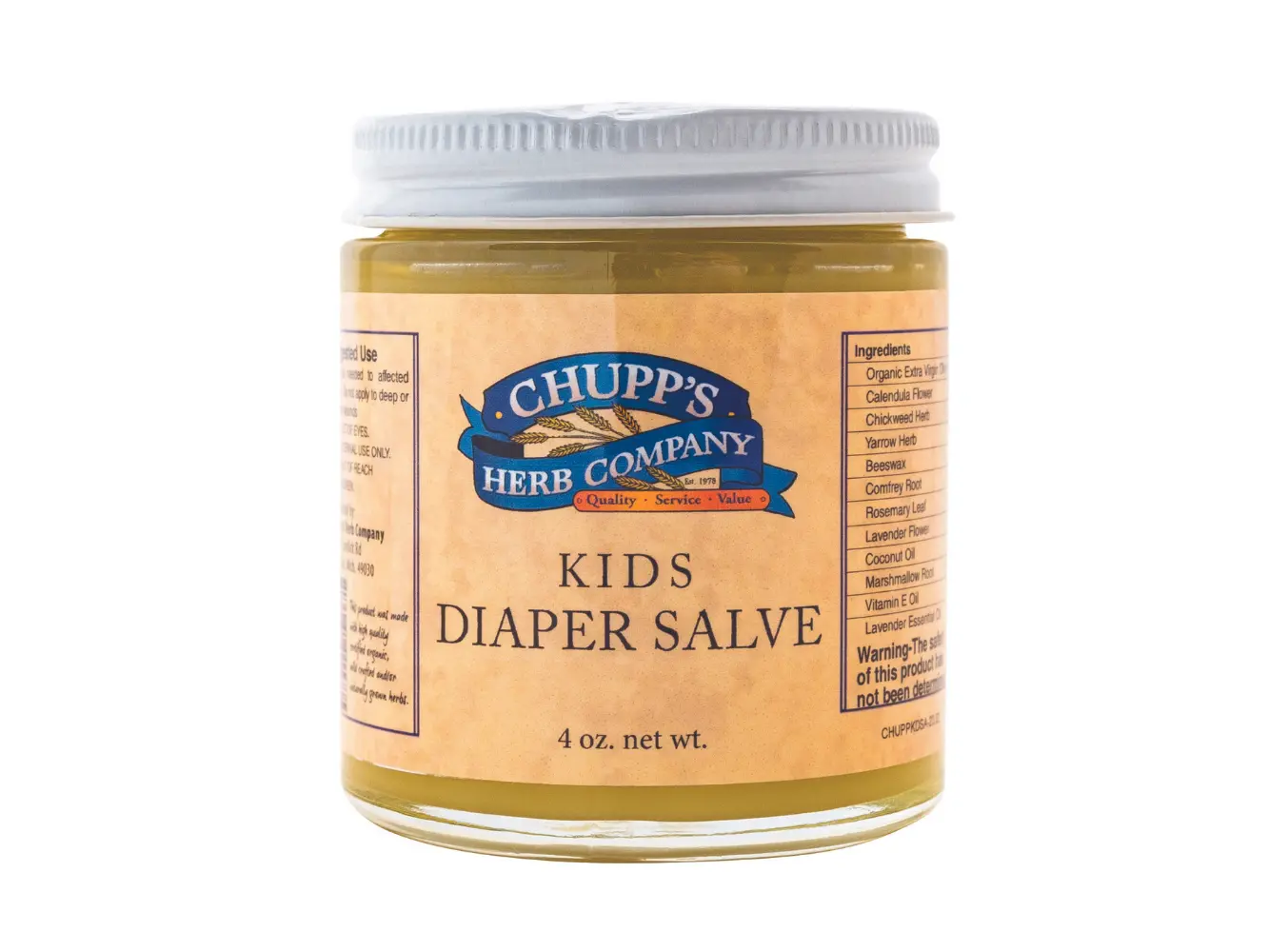 Chupp's Herb Company Kid's Diaper Salve - 4 oz All-Natural Ingredients for Maximum Protection & Hydration - No Harsh Chemicals - Safe for Sensitive Skin
