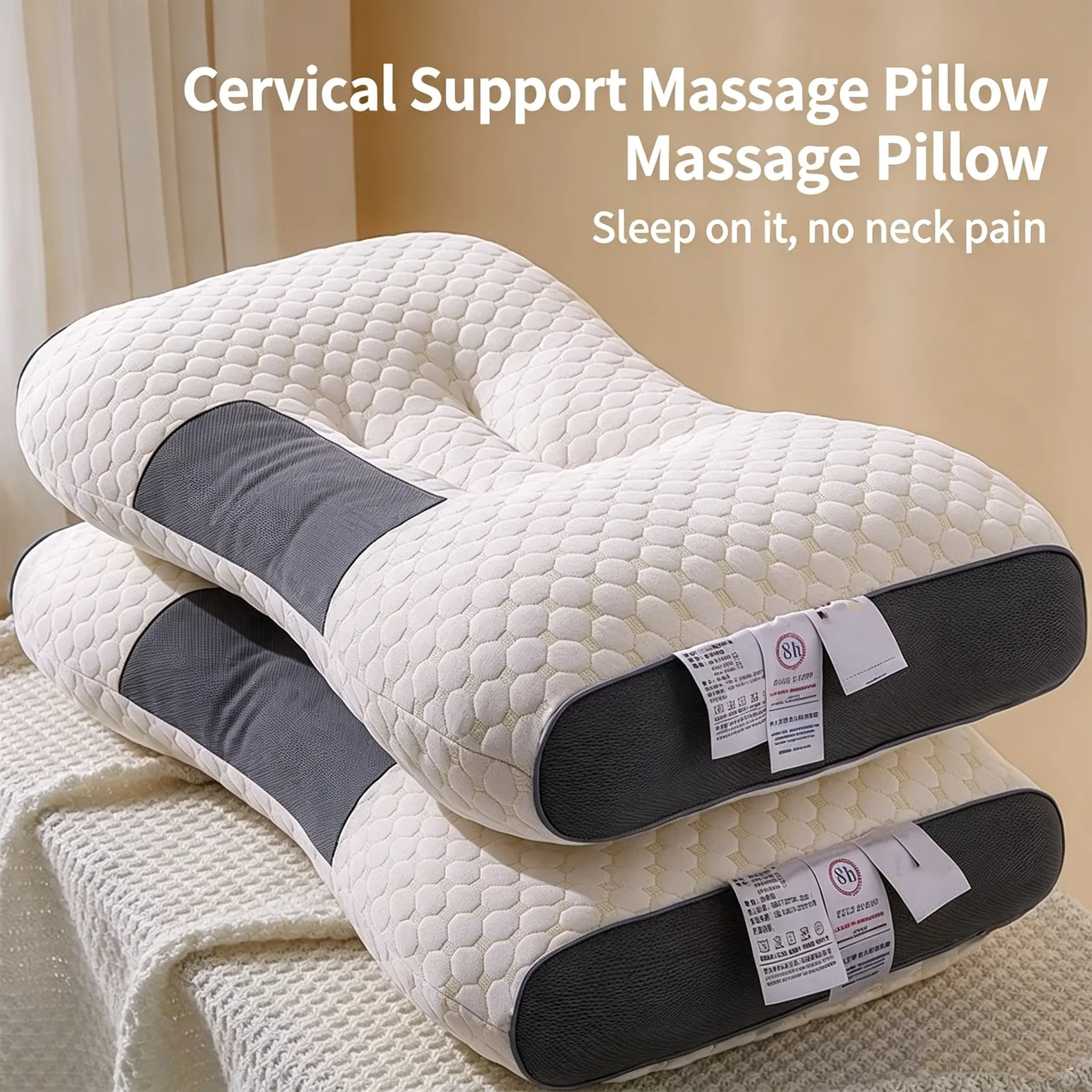 Sleep Neck Pillow Set 1pc, with soft and adjustable ergonomic design, high-quality pillow core, and washable pillow cover