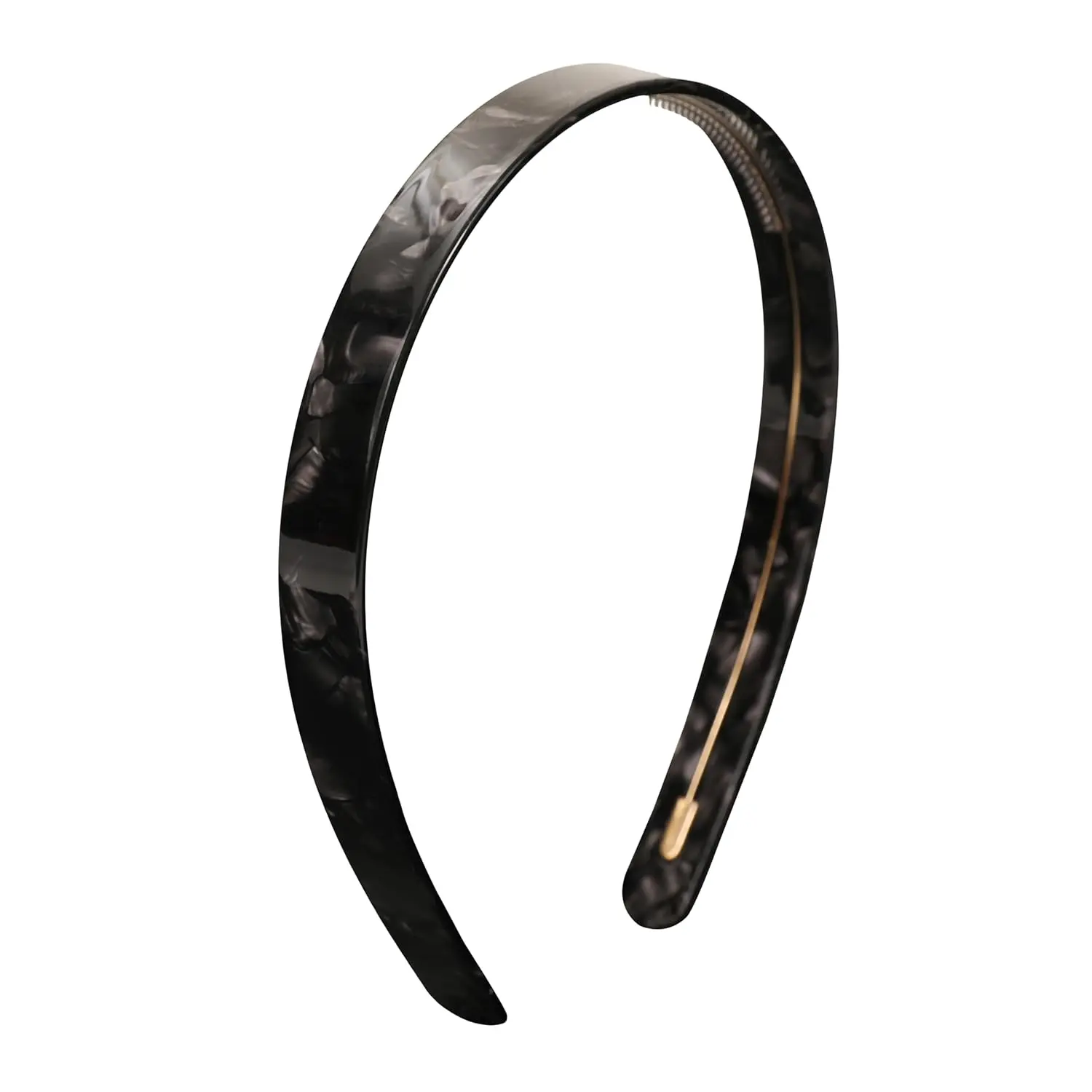 Women's Thin Tortoise Shell Acetate Headband - Non-Slip, Stretchy, Adjustable, 0.59inch Bandwidth, 4.9inch Height, Grip Teeth, French Vintage Hair Accessory for Engagement & Daily Use