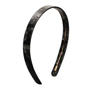 Thin Tortoise Shell Headbands for Women Girls Non Slip Skinny Acetate Headband with Grip Stretchy Adjustable Teeth Hairband French Vintage Tortoiseshell Hair Accessories