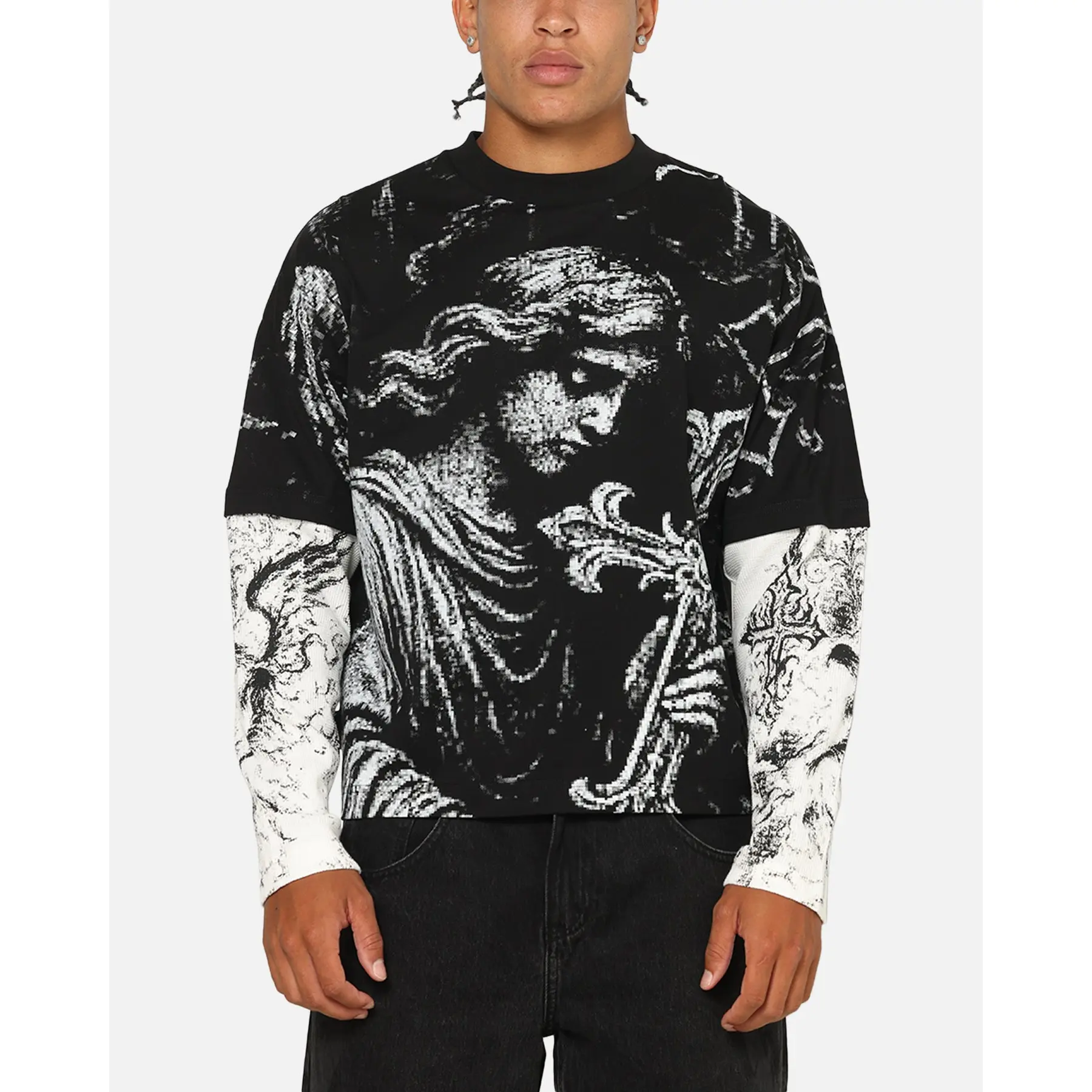 Saint Morta Crossbearer Layer Long Sleeve T-Shirt Vintage Black