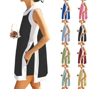 Women's 2-piece casual color blocked round neck short sleeved pullover paired with pocket shortsRAIMENTRY