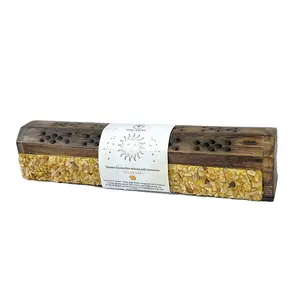 Wooden Incense Coffin Box - Yellow Jade, 12 Inch