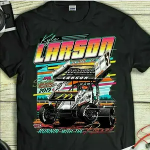 HOT NEW!!! Kyle Larson Racing Car Shirt Vintage Black T-Shirt Cotton Size S-2XL
