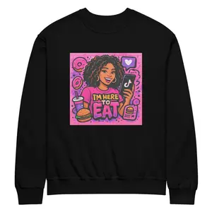 "Im Here To Eat" Crew Neck Sweatshirt Classic Unisex Fit 50% Cotton 50% Polyester NuBlend Fleece Comfortable Everyday Wear - Fabric