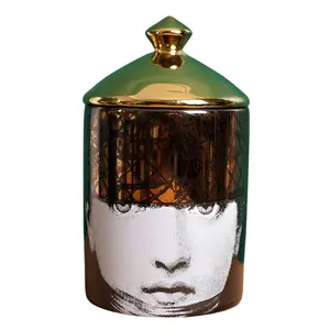 Woman Face Pattern Ceramic Storage Tank, 1 Count Round Storage Jar with Lid, Leak Proof Container, Home Organizer for Food & Beverage