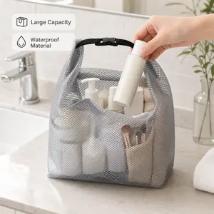1 Piece Mesh Storage Bag, High-density Mesh Material, Adjustable Strap with Buckle, Reinforced Seams, Large Capacity for Travel Daily Cosmetics Toiletries Organization
