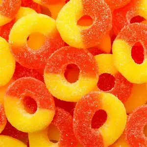 Albanese Peach Gummi Rings 8 oz bag Snack Chewy Candy Sweet Fruit Flavored Gummy