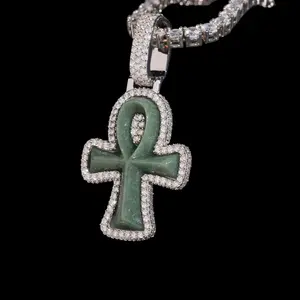Jade Ankh Pendant Lab Diamond – 14k Gold