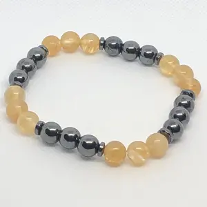 Beautiful Hematite and Citrine Handmade Bracelet