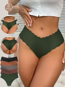 5/10 Pack Seamless Shell Shape Women's Underwear, Comfortable Breathable Hipster Panties, Daily Wear for All Seasons, Soft Comfy Panties