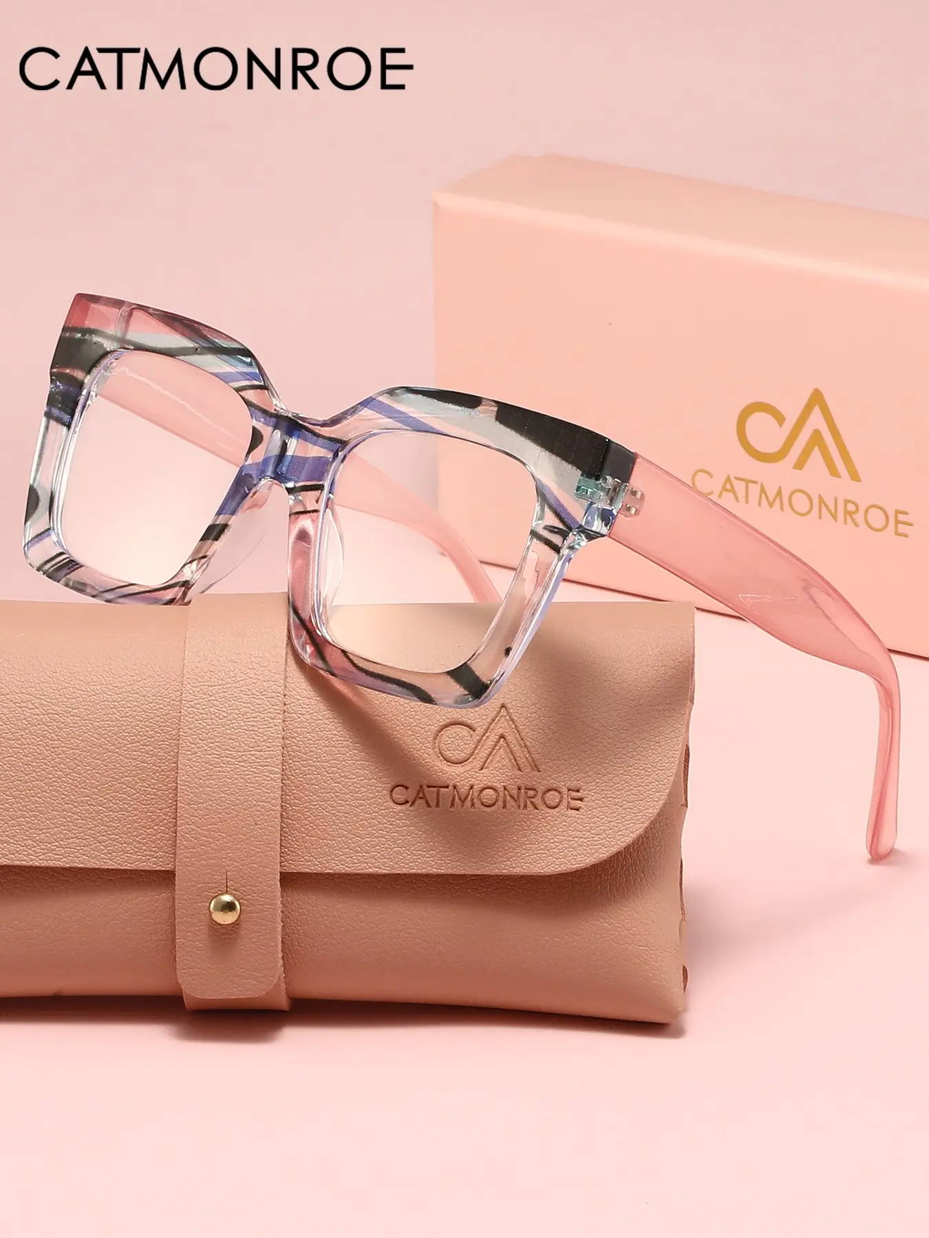 CATMONROE Classic Retro Style Square Frame Unisex Anti Blue Light Glasses, Fashionable Commuting Decoration, Colorless Transparent Glasses, Daily Minimalist Brand Packaging Perfect Gift