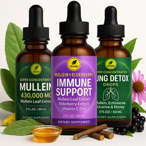 Mullein Lung Detox + Elderberry Immune Support 3-Pack | Super Concentrated 430,000mg | Mullein Leaf, Elderberry, Echinacea, Licorice & Honey | Respiratory Cleanse, Congestion Relief, Immune Boost | 2 FL OZ Each