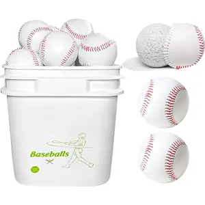 Baseballs Bucket of Baseballs - 12/24 Pack Standard Size Adult Balls with Unmarked and Leather Covered Practice Balls for Youth Baseball