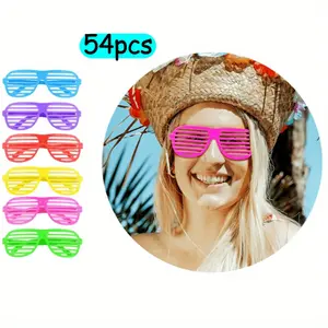 54-Pack Mix Neon Party Glasses Props - Colorful Plastic No-Lens Decorative Blindfold Accessories, Sporty Protective Gear for 80s Themed Parties, Birthdays, Photo Booth Add-ons,summerwins