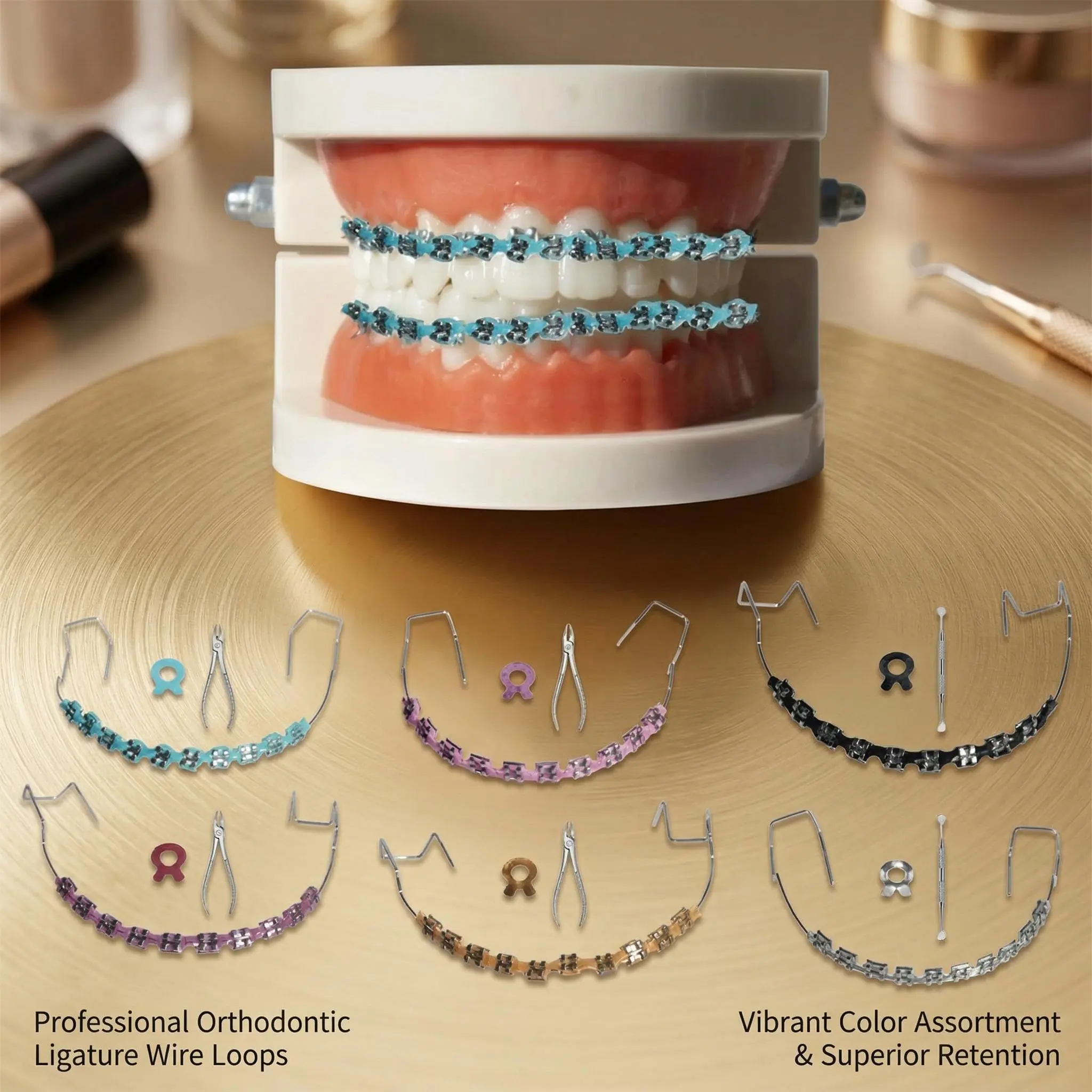 Dental Accessory - Colorful Metal Fake Braces for Costumes, 1 Pair Temporary Tooth Decoration, Fashion Body Jewelry, Teeth, 1 Inch, Low Irritation, Accurate Dimensions, As The Picture Shows, Precise Groove Design, Teeth Accessory