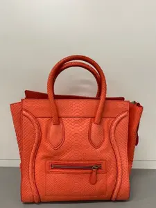 Pre-owned Celine Large Orange Snakeskin Luggage/Smile Bag, No Extras/Accessories (Bag Only), 20381904 WWKL,
