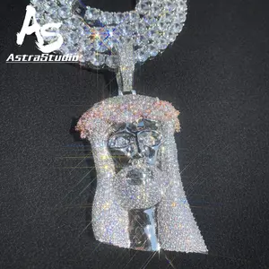 AstraStudio -  King Thorn Crown Jesus Pendant HipHop Necklace Chain For Men Women Goldenen Silver Color Fashion Icy Rapper Jewelry Gift Valentine's Day Gift for Men & Women & Boy & Girl Mothers' Day Gift #Springtok