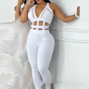 Hollow out tight fitting jumpsuit