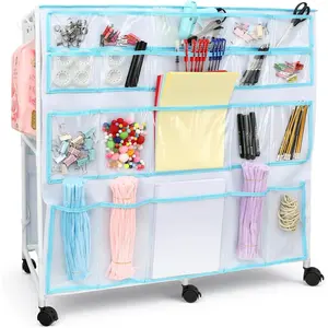 Cart with Wheels 40 Storage Pockets Portable Organizer for Arts & Craft Supplies Spacious Easy to Move Perfect Art Cart Organizer for Kids Creative Projects Home Education