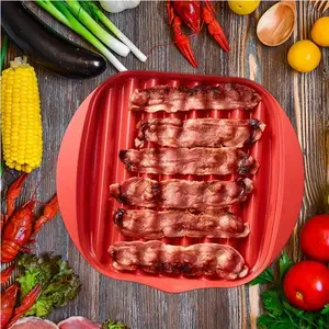3pcs Microwave Bacon Cooker Grill Tray Microwavable Bacon Maker for Home Kitchen Cooking