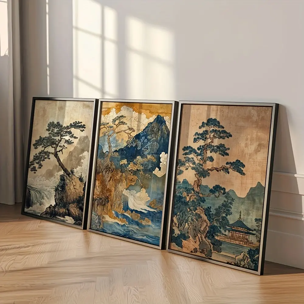 Set of 3 Korea Travel Posters - Frameless Canvas Wall Art, Vibrant Korean Landscape Prints for Living Room Decor, Indoor Portrait Orientation, Cultural Seoul Poster