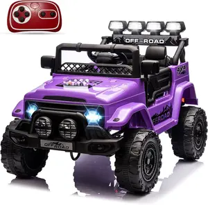 【Christmas Gift】Purple 12V Kids Ride On Truck With Remote Control Led Lights Music And Realistic Design For Ages 37 To 96 Months Purple Ride On Car