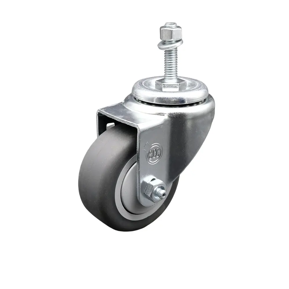 Service Caster SCC-TS20S314-TPRB-M1015 Thermoplastic Rubber Swivel Threaded Stem Caster - 3 x 1.25 in. Gray Wheel & 10 mm Metric Stem - 210 lbs Capacity per Caster