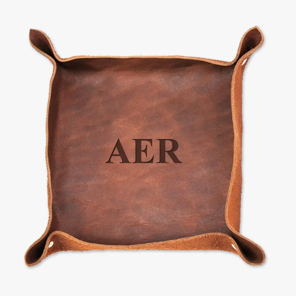 Personalized Monogram Leather Stash Tray