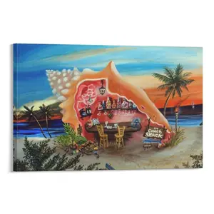 Abigail White Poster Conch Shack Bar - Key West, Florida Canvas Wall Art Poster Poster Canvas Wall Art For Bedroom Decor Bar Office Room Decor Gift