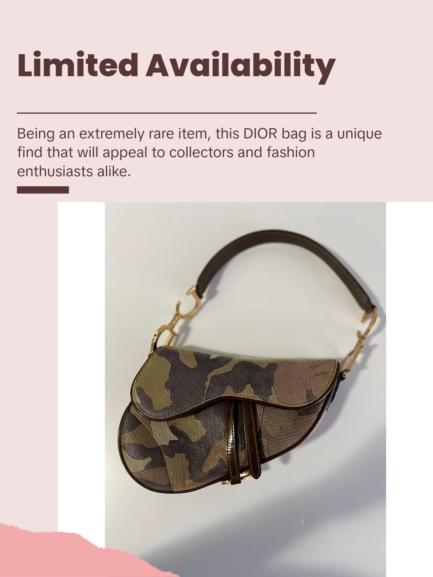 Pre-owned Dior leather Shoulder Bags Extremely rare small size camouflage saddle bag