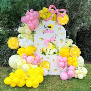 Yellow Pink Lemon Balloon Garland Arch kit with pastel Yellow  White Balloons for Lemonade  one 1st Birthday Summer main squeeze Bridal Shower Girl Sweet  shower Decorations