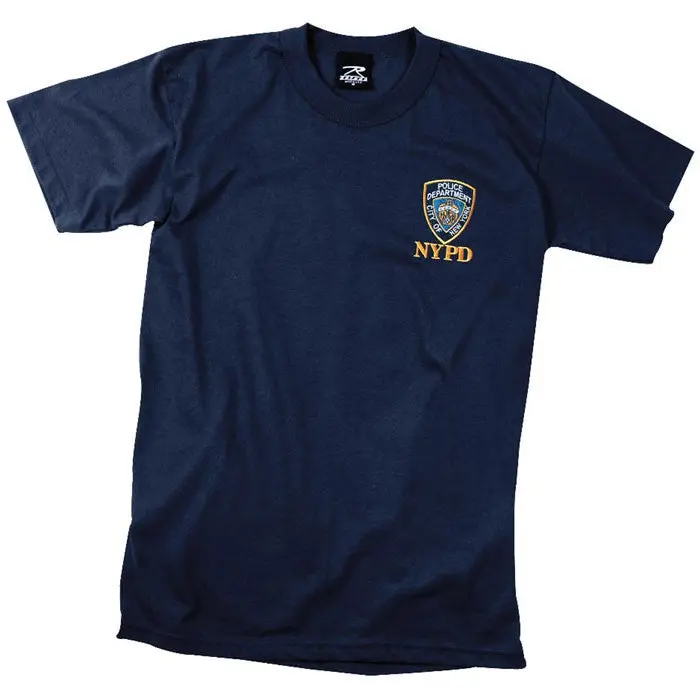Men's Navy Blue Officially Licensed NYPD Cotton Casual Short-Sleeve T-Shirt, Men's Top with Police Patch, Shortsleeve, Embroidered, Menswear, Tshirt, Print, Nypd Logo, Crew Neck, Graphic T Shirts, Embroidery