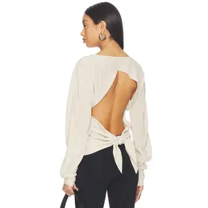EAVES x Jasmine Tookes Amari Open Back Top in Stone