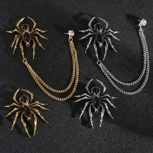 Male Rhinestone Tassel Spider Brooch - Luxury New Fashion Jewelry Lapel Pin, Accessory for Men's Suits & Shirt Collars