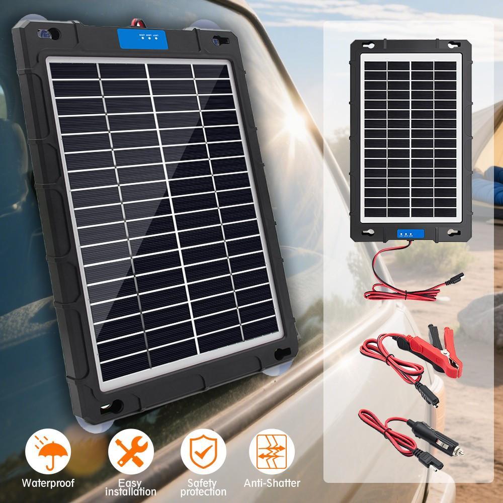 12V Solar Battery Charger Pro - Built-in Intelligent MPPT Controller Waterproof for Car, Automotive Boat, and Marine RV Trailers - Solar Panel Trickle Charging Kit