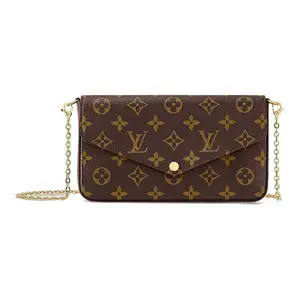 Pre-owned Louis Vuitton Canvas & Cowhide Leather Shoulder Bags Pochette Felicie Three in One Presbyopia All Over Printed Buckle Closure Coated Crossbody Shoulder Bag Brown