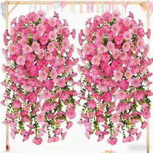 4pcs Hanging Artificial Flowers, UV-Resistant Plastic Fake Flowers, Decorative Faux Flowers, Faux Outdoor Flowers, Indoor Outdoor Decor, Wedding Birthday Christmas Decor
